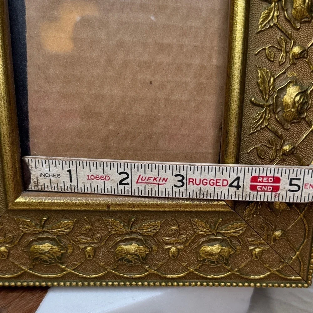 Vintage Estate Gold Ornate Floral Picture Wall Hanging Frame